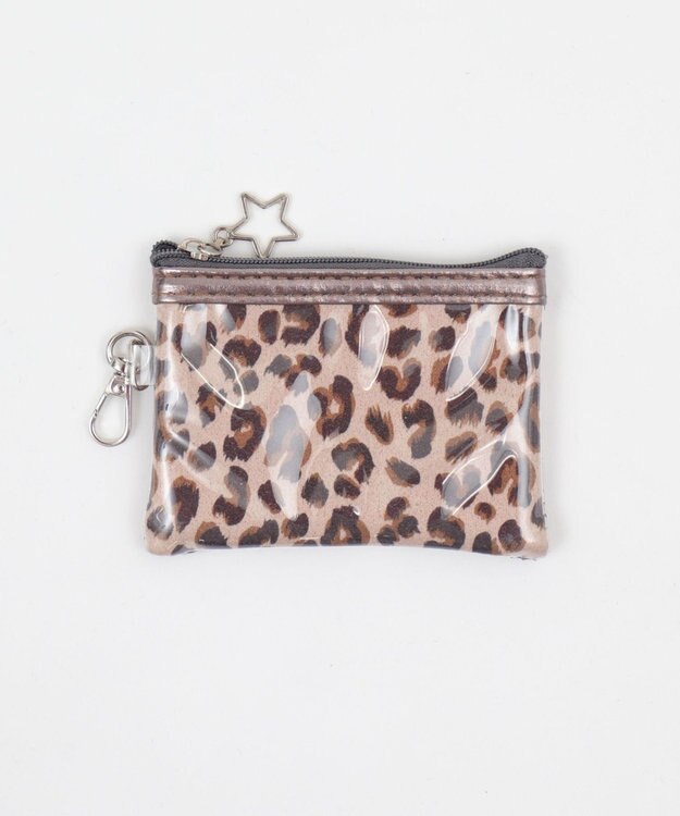 WEGO 総柄メタルクリアポーチ ブラウン