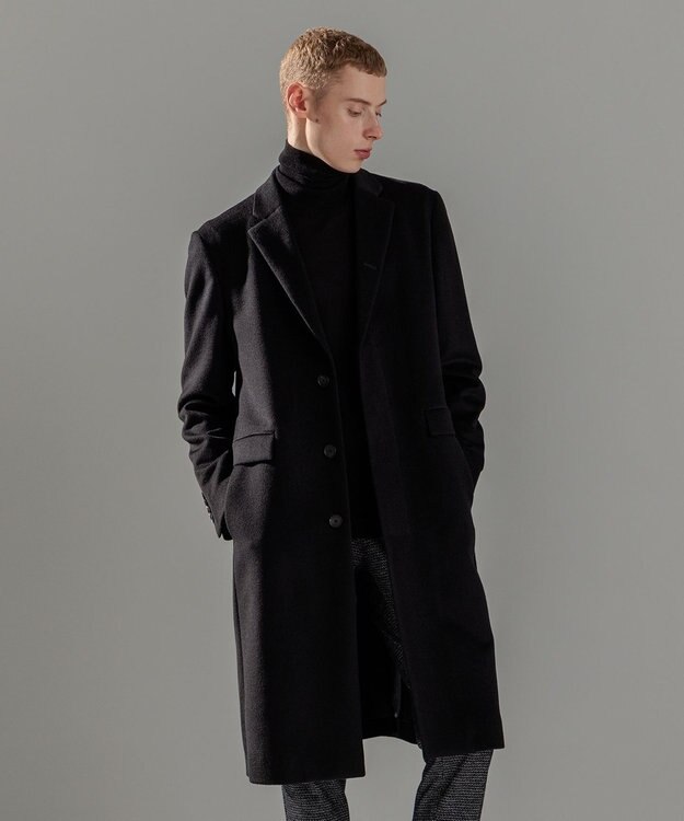 JOSEPH HOMME グロッシーウール　チェスターコート ブラック系