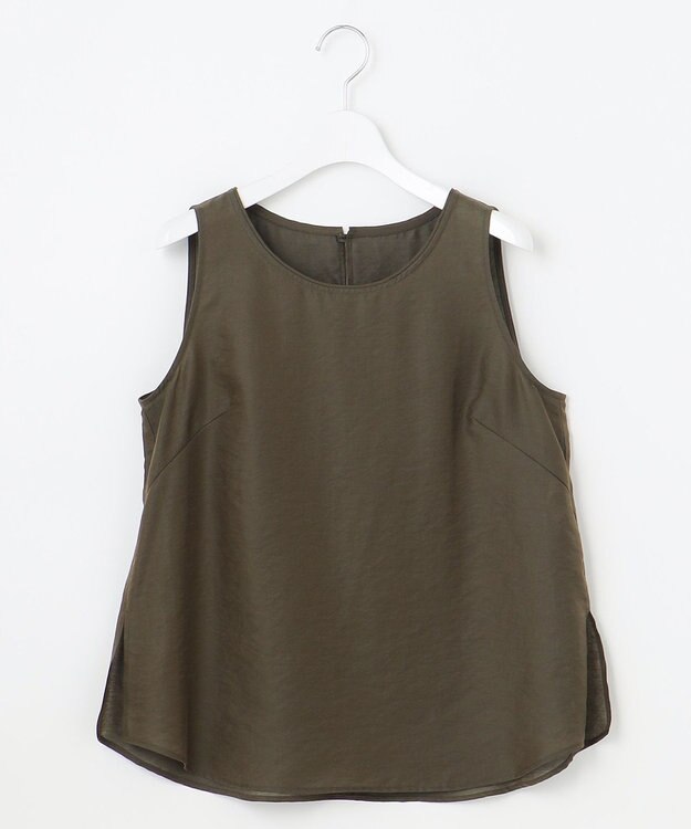 23区 【SLOW/一部店舗限定】ブライトヴィンテージクロス ノースリーブ ブラウス カーキ系