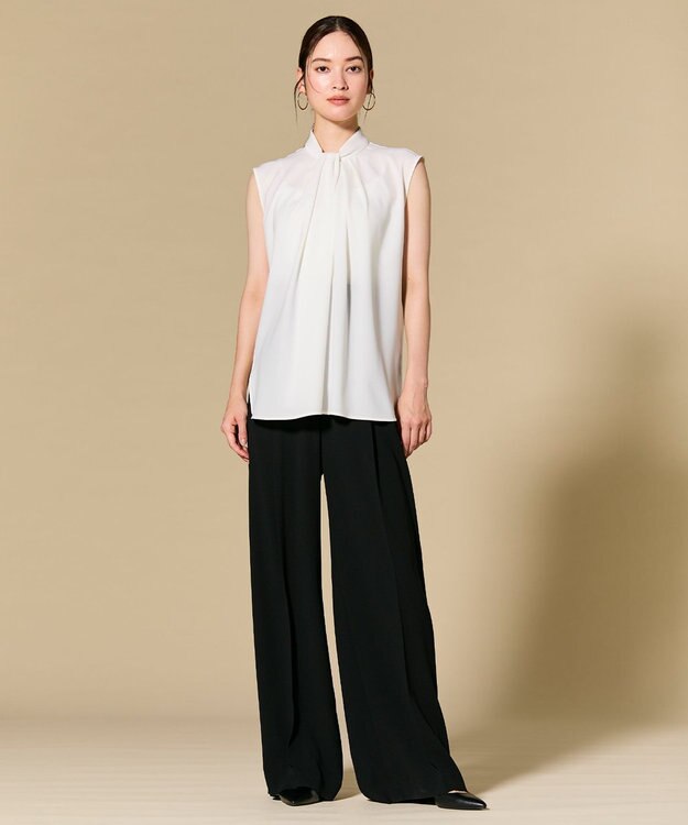 BEIGE， ANITA / ノースリーブタックブラウス White