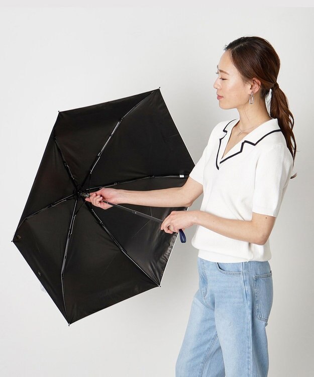 MOONBAT POLO RALPH LAUREN（ポロ ラルフローレン） 晴雨兼用日傘 ボーダー 遮光率100% 遮熱 UV 晴雨兼用 オフホワイト