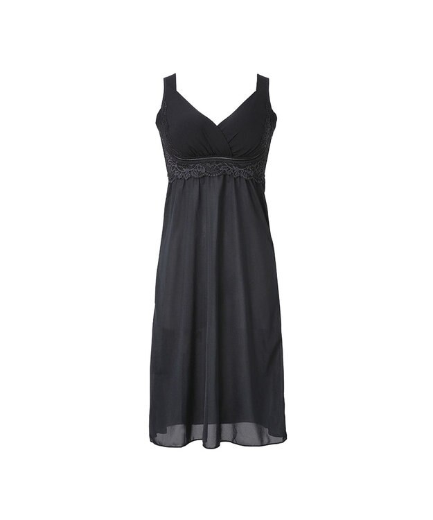 BRADELIS New York 【BRADELIS NewYork peace】綿混キャッチャーカップレースブラスリップ25 補正 下着 インナー カップ付き ワンピース ブラック