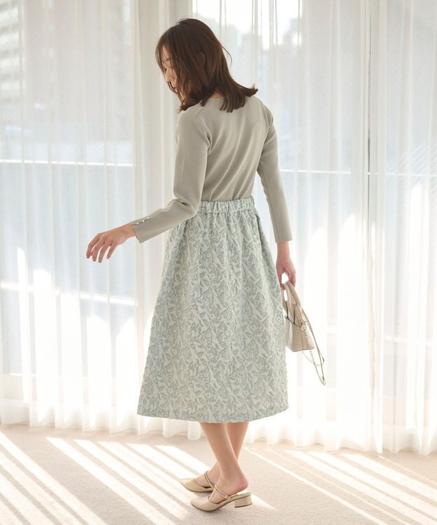 Feroux 【セットアイテム】ニット×ジャガードスカート セット ライトグリーン系