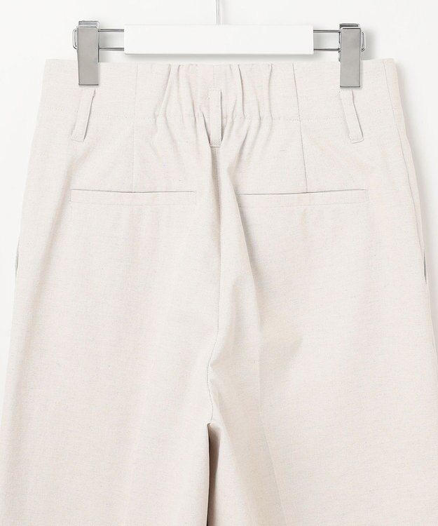 23区 【セットアップ対応/洗える】コットンリネン オックスストレッチ ワイド パンツ アイボリー系