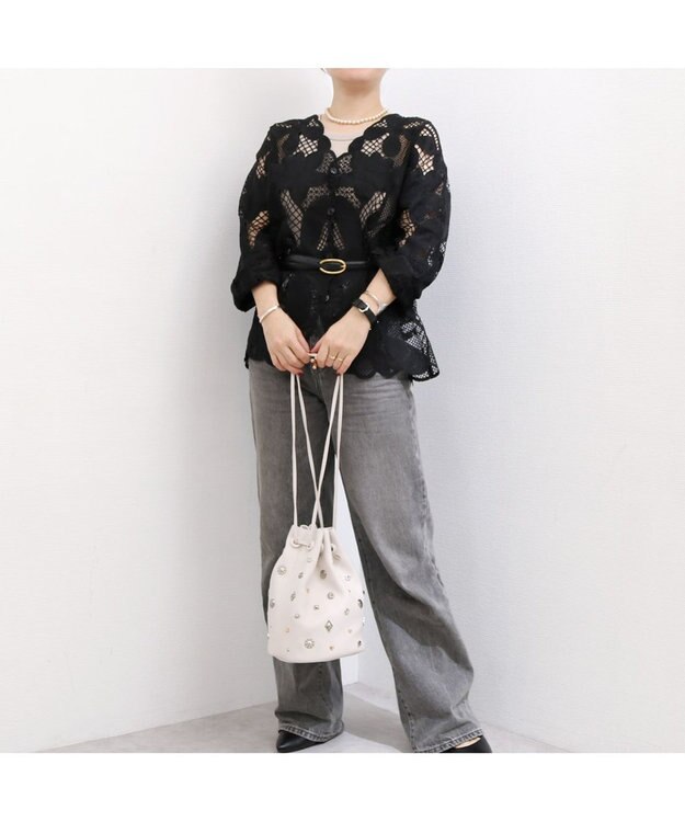 UNBILLION カカトゥ kakatoo / WEB限定ビジューミックスチャーム ドロストバッグ アイボリー