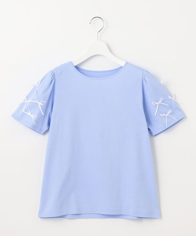 Feroux 【UVケア】ランダムリボンスリーブ Tシャツ スカイブルー系
