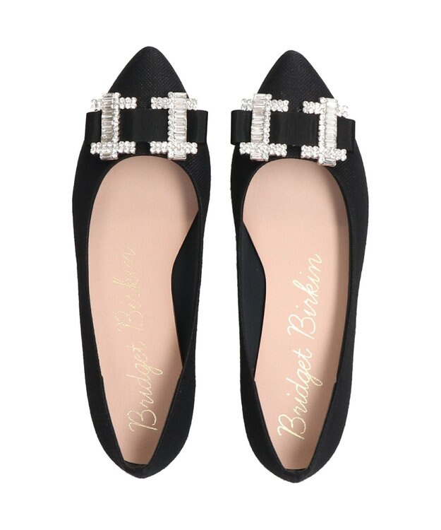 Bridget Birkin 【Bridget Birkin】ビジューリボンバレエレインパンプス ブラック雑材