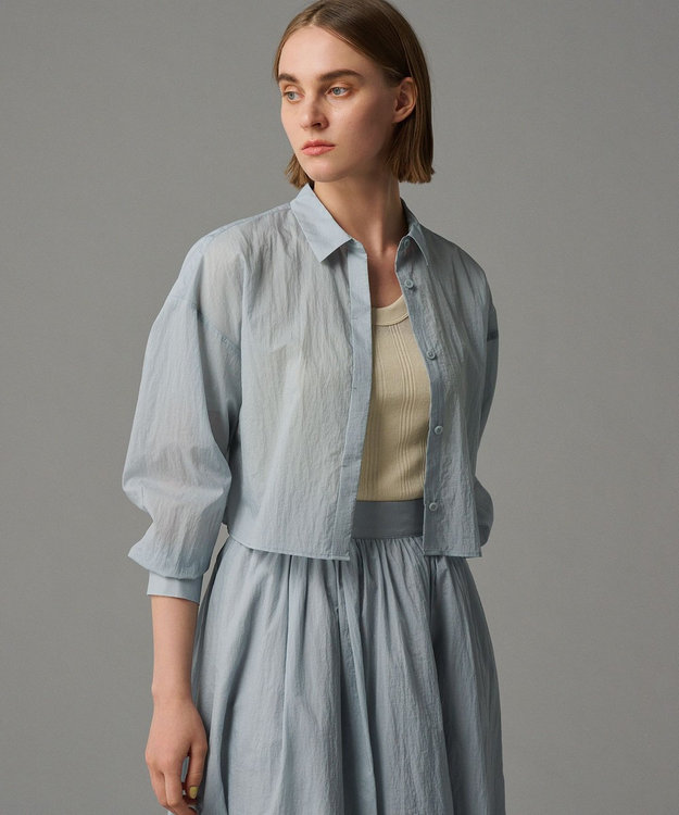 uncrave 【撥水・洗濯機洗い可】シアープルーフナイロン シャツブラウス（uncrave STANDARD） サックス