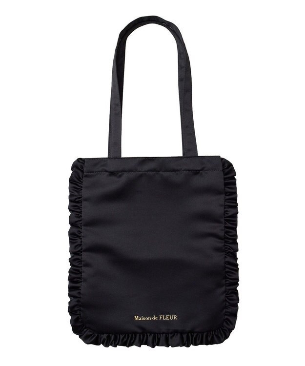 Maison de FLEUR EC限定フリルサテントートバッグ Black