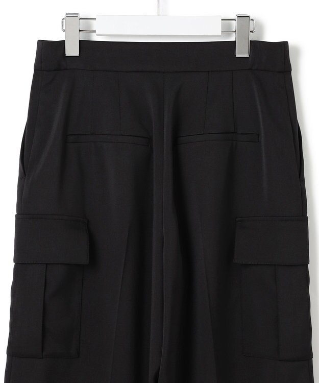 ICB L 【スマートバック仕様・洗える】ストレッチダブルサテン カーゴパンツ ブラック系