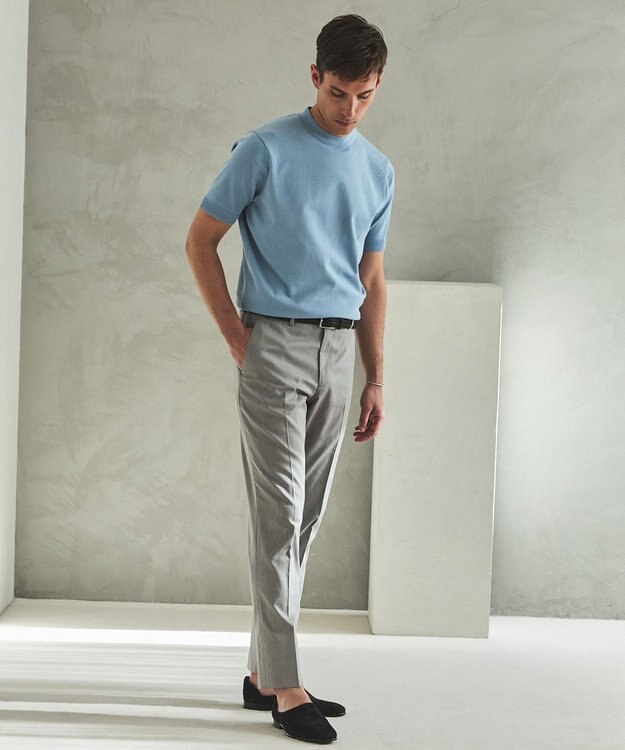 GOTAIRIKU 仕事で着られる綿パン【吸水速乾/ストレッチ/折り目加工】クールマックスコットンパンツ_ノータック（26年モデル） ライトグレー系