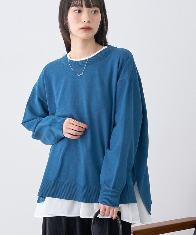 earth music&ecology 【洗濯機洗い可】レンチング(TM)エコヴェロ(TM)(チュニック) Blue