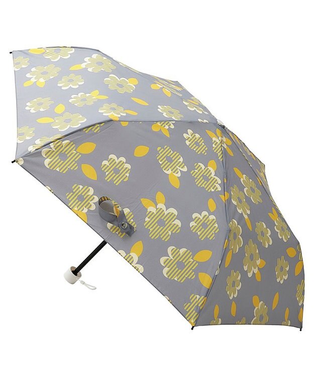 MOONBAT 【超撥水】フロータス (FLO(A)TUS) 折りたたみ傘 ストライプフラワー 耐風 ライトグレー