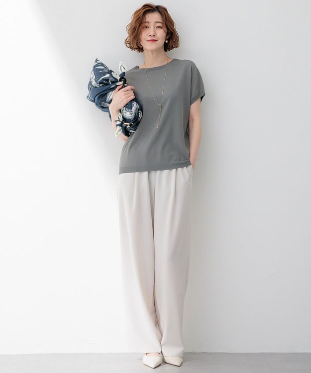 23区 【洗える】2WAYストレッチツイル ワイドパンツ ベージュ系