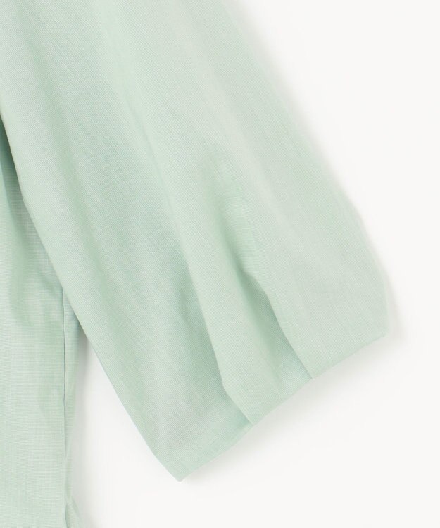 J.PRESS LADIES 【洗える】ラミーポプリン クルーネック ブラウス ミント系