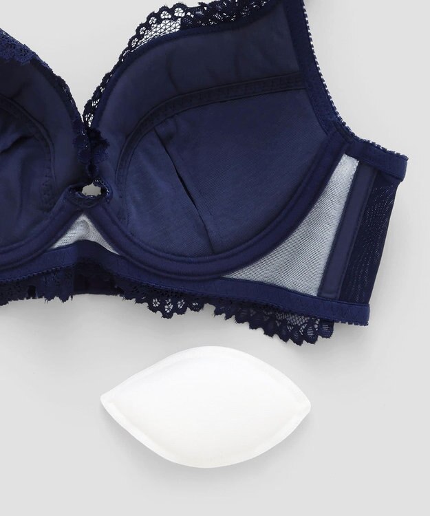 San-ai Resort（三愛水着楽園） 【WEB限定】【northerly bra 楽ちんフィットシリーズU字】 フリルレースブラショーツセット B～Fカップ 【northerly】 ネイビー