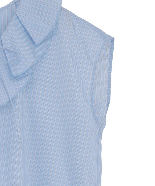 Green Parks ノースリーブストライプフリルブラウス Sax