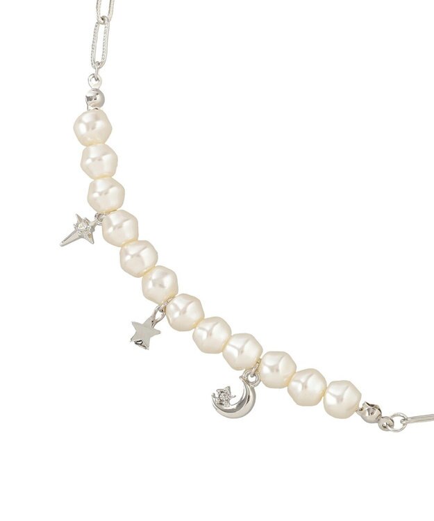 earth music&ecology パールＭＩＸチャームネックレス Silver