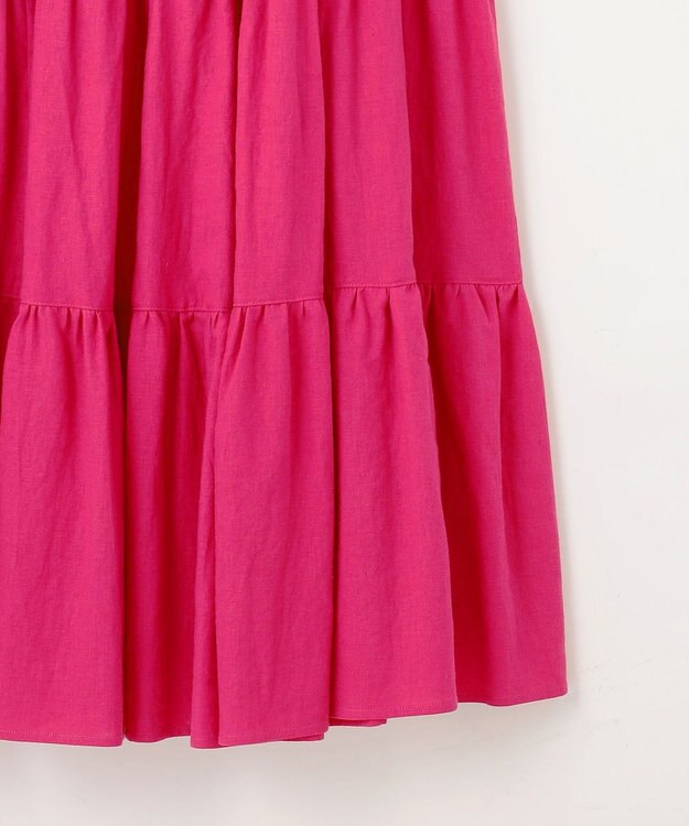 23区 L 【SLOW/一部店舗限定】ブライトリネン  ティアード スカート ローズ系