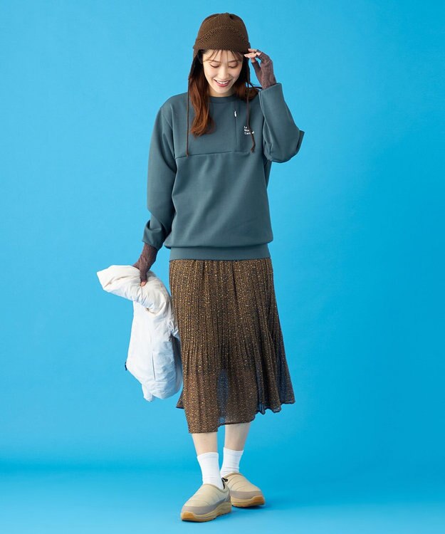 SHARE PARK LADIES 【UVカット・吸水速乾・ストレッチ・軽量・アンチピリング 】ダンボールクルーネックスウェット（S・Mサイズ） ネイビー系