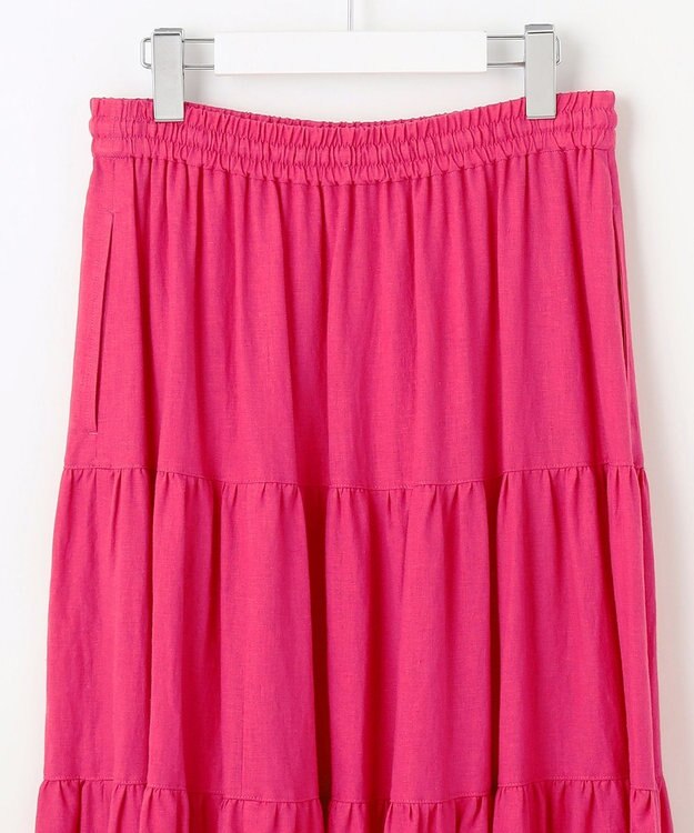 23区 L 【SLOW/一部店舗限定】ブライトリネン  ティアード スカート ローズ系