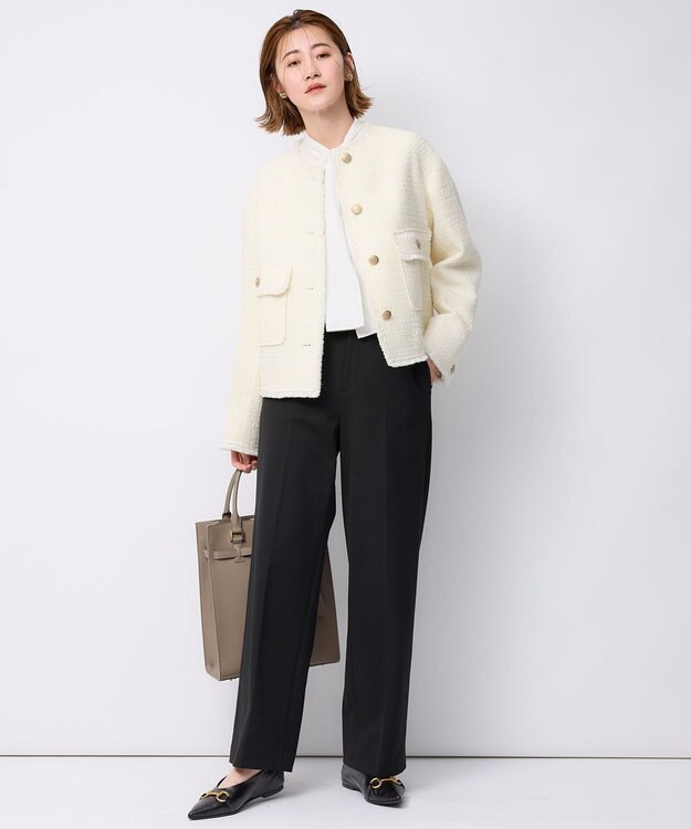 23区 L GIOLICA カラーミックスツイード ジャケット ホワイト系