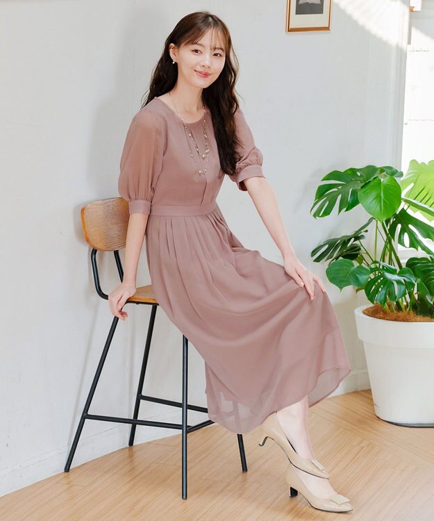 Tiaclasse 【洗える】シフォンワンピース ピンク