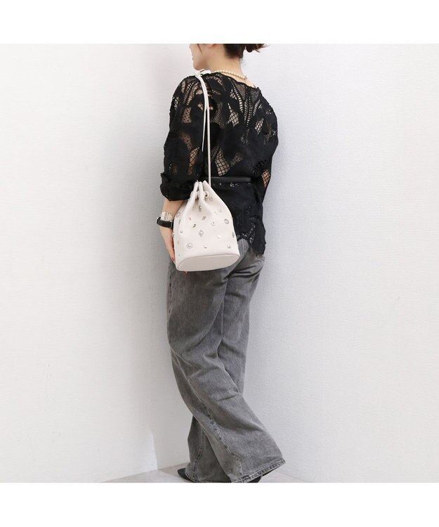 UNBILLION カカトゥ kakatoo / WEB限定ビジューミックスチャーム ドロストバッグ アイボリー