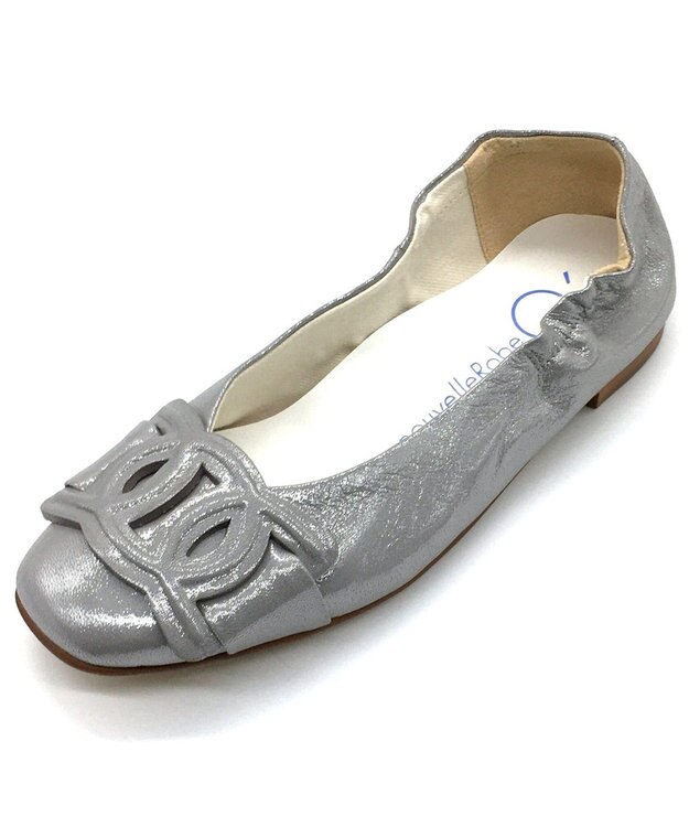 nouvelleRobe Oū 新色追加【本革・高反発】Chain Buckle Ornament スクエアトゥパンプス シルバー