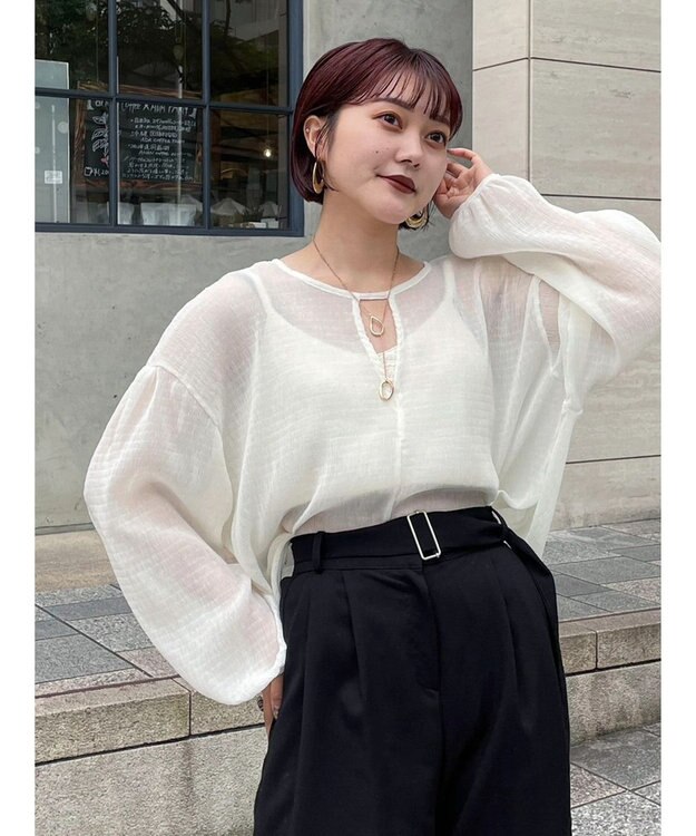 Green Parks 前後２Ｗａｙ　シフォンプリーツチュニック Ivory