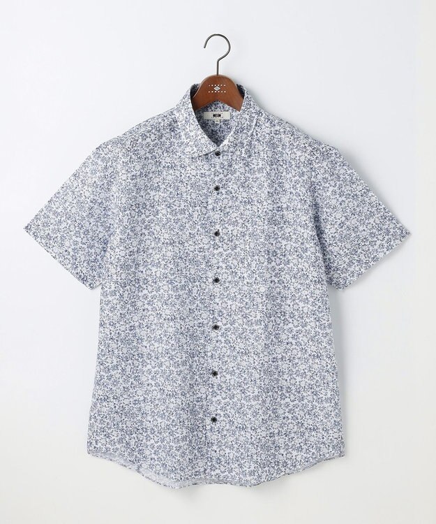 JOSEPH ABBOUD 【キングサイズ・清涼・リネンブレンド】コットンリネン ボイルフラワープリント 半袖シャツ ネイビー系6