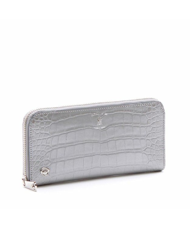 A.D.M.J. 牛革クロコ型押し ラウンドファスナーウォレット ARGENT