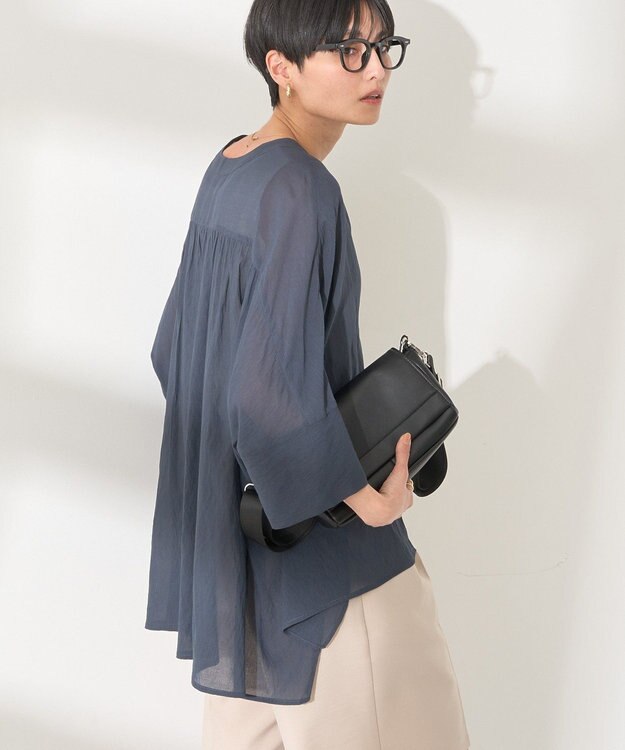 AMERICAN HOLIC 【接触冷感】Ｖネックシアー半袖ＢＩＧシャツ Navy