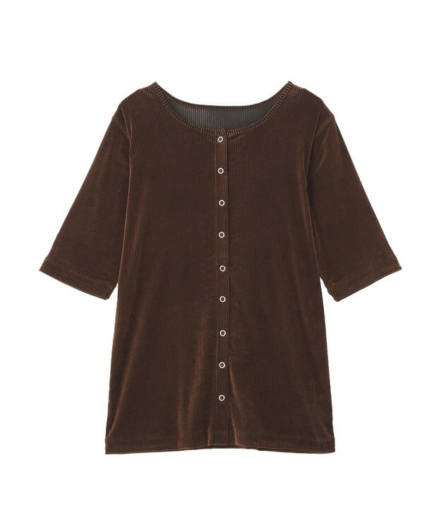 earth music&ecology フロッキーチュールカーディガン Brown
