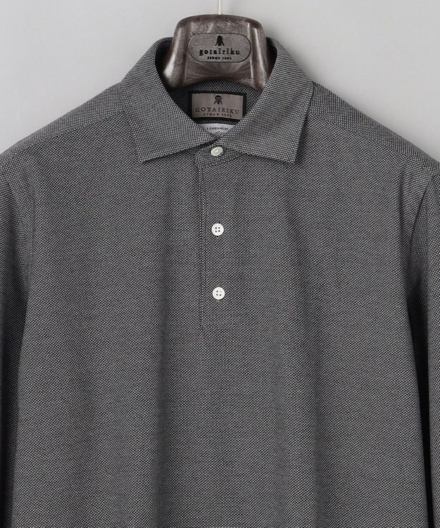 GOTAIRIKU あのBIZポロが 長袖に【仕事で着られる】キレイめ 鹿の子 ビズポロシャツ_ロング ライトグレー系