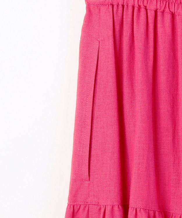 23区 S 【SLOW/一部店舗限定】ブライトリネン  ティアード スカート ローズ系