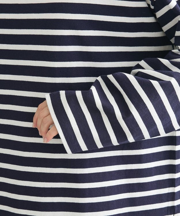 Green Parks ボーダーゆるチュニック Dark Navy