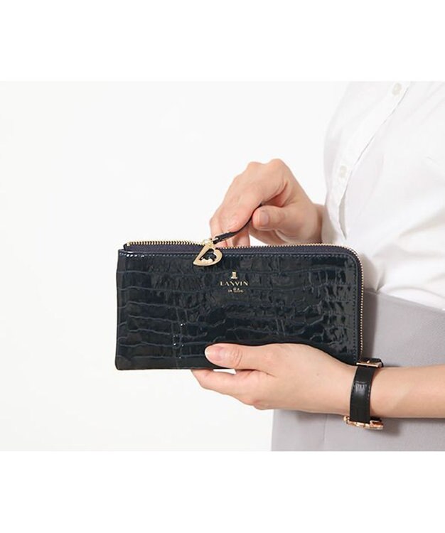LANVIN en Bleu マゼンダ Lファスナー長財布 ネイビー