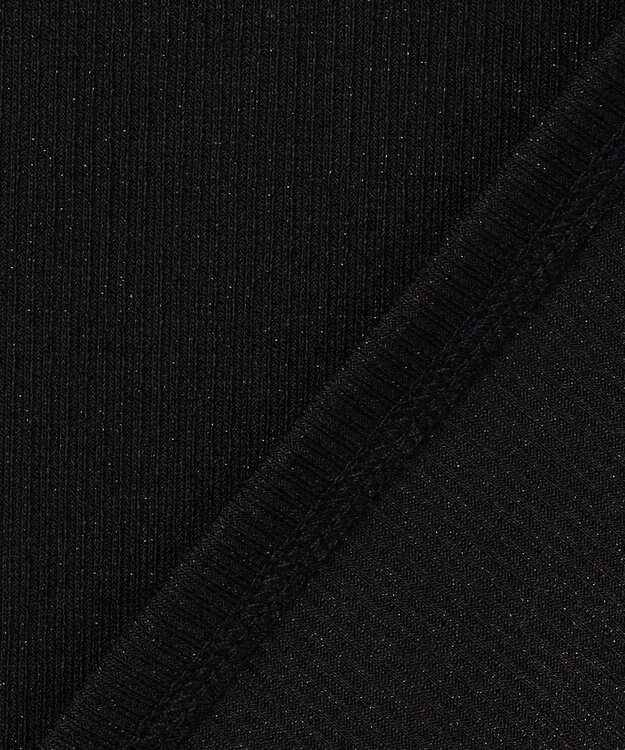 組曲 ラメシアーリブタートル カットソー ブラック系