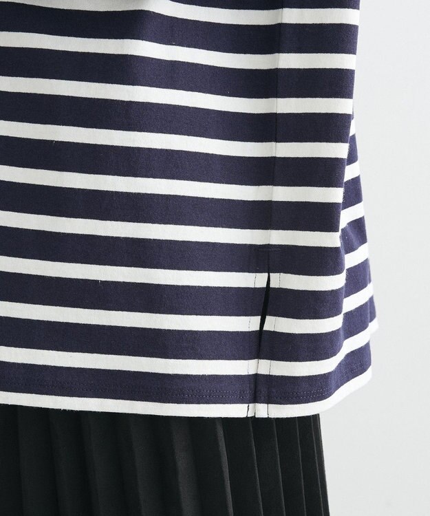 Green Parks ボーダーゆるチュニック Dark Navy