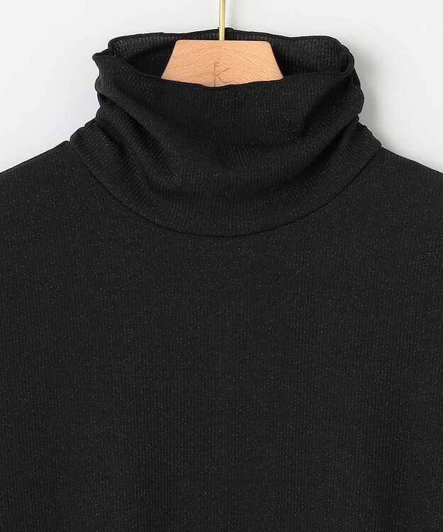 組曲 L ラメシアーリブタートル カットソー ブラック系