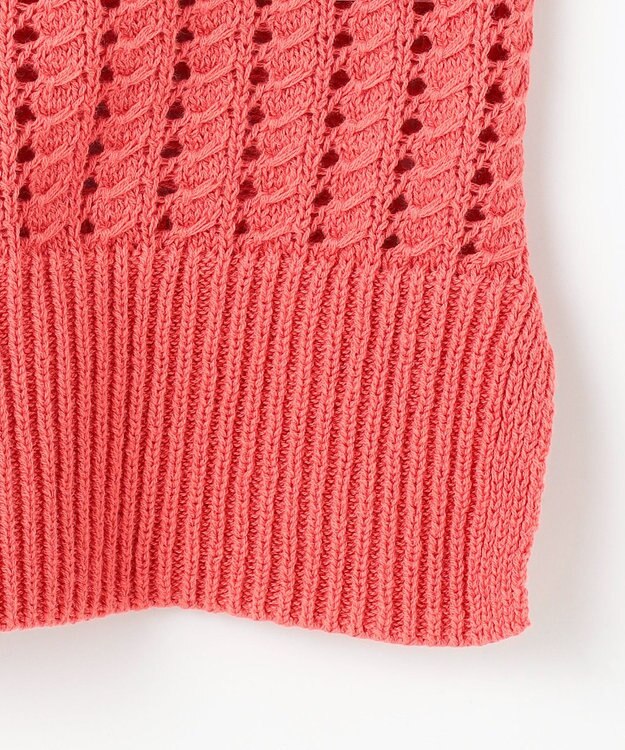 ANY L パターンメッシュニットベスト コーラル