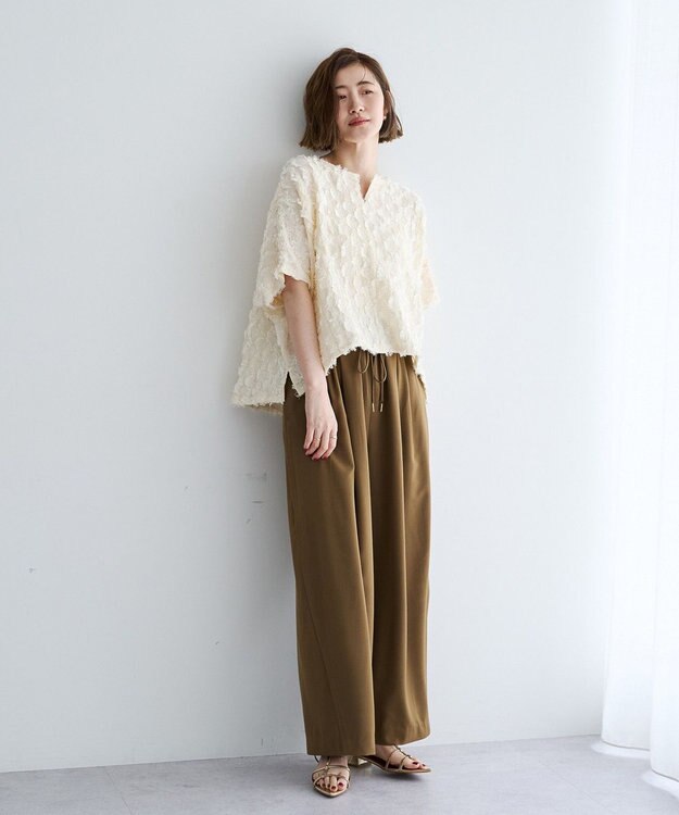 YECCA VECCA ジャガードフリンジブラウス Ivory