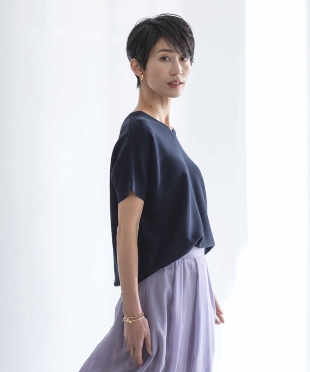 J.PRESS LADIES 【洗える・抗菌防臭】ドルマンガーター ニット ネイビー系