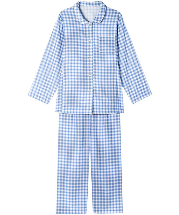 Wing パジャマ 綿100%(本体) 3Lまで対応 大きいサイズ 長袖 長ズボン レディース EP1003 ウイング／ワコール ブルー