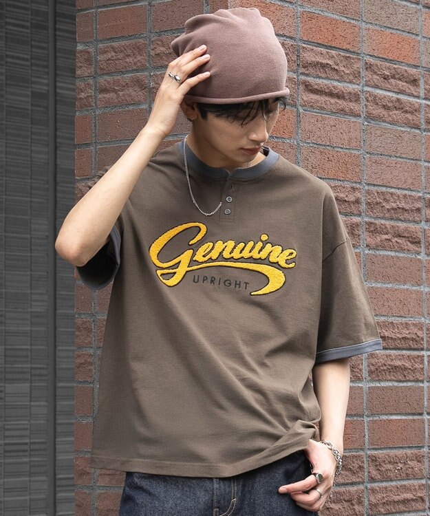WEGO 【機能T/ユニセックス着用ITEM/MLサイズ展開】接触冷感グラフィックヘンリーBIG　T（SS） ブラウン