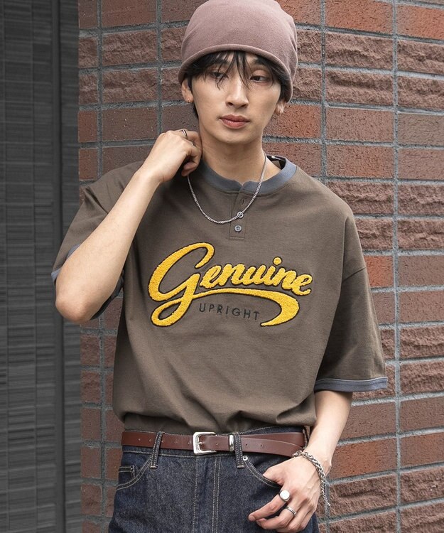 WEGO 【機能T/ユニセックス着用ITEM/MLサイズ展開】接触冷感グラフィックヘンリーBIG　T（SS） ブラウン