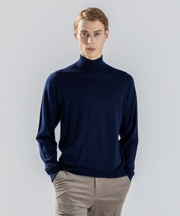 JOSEPH HOMME ウォッシャブルメリノ　タートルネックニット ネイビー系