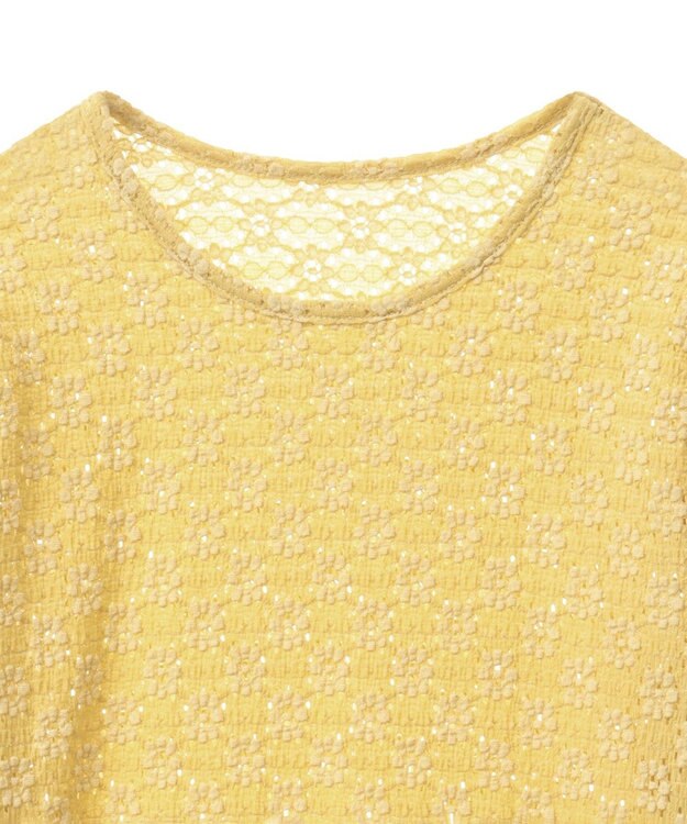 CRAFT STANDARD BOUTIQUE 花柄レースシャーリングプルオーバー Yellow