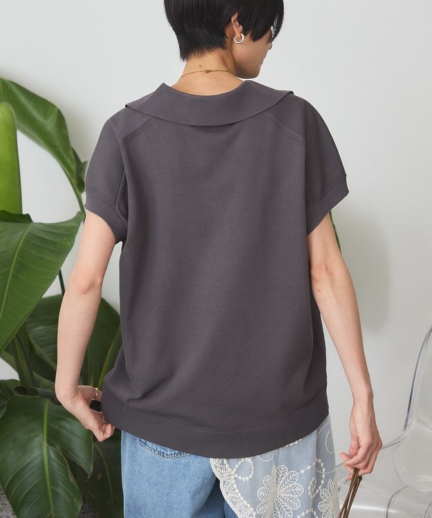 AMERICAN HOLIC フレンチスリーブスキッパールーズニットプルオーバー Charcoal Gray